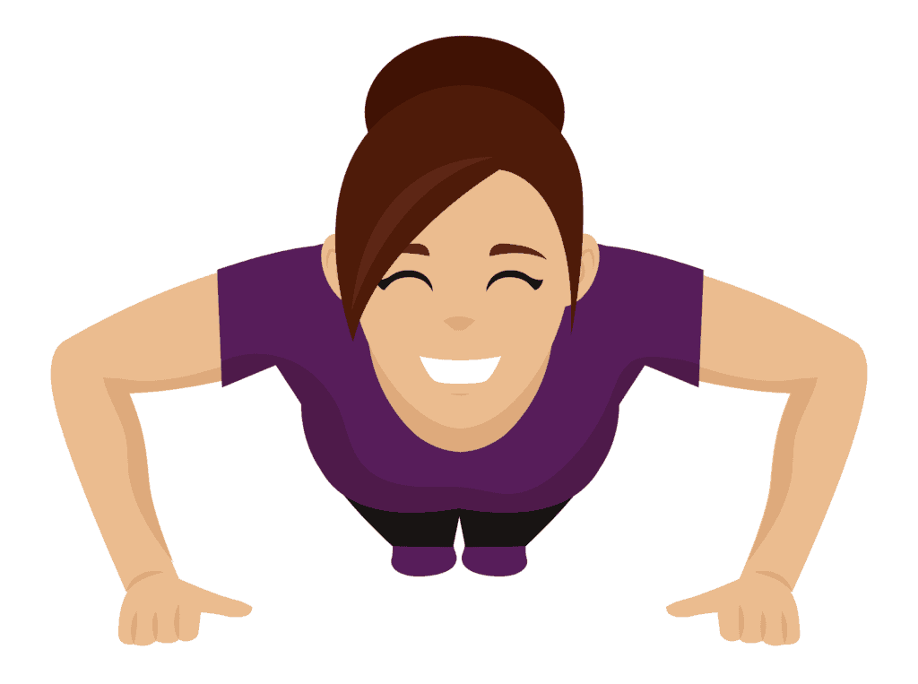 woman in purple shirt doing pushups representing that exercise is good for physical health