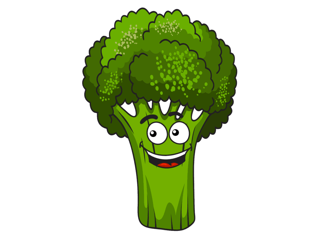 green broccoli with a smile representing that fiber keeps your body healthy