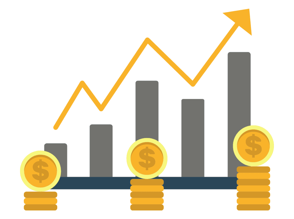 bar graph with arrows showing compound interest of saving early