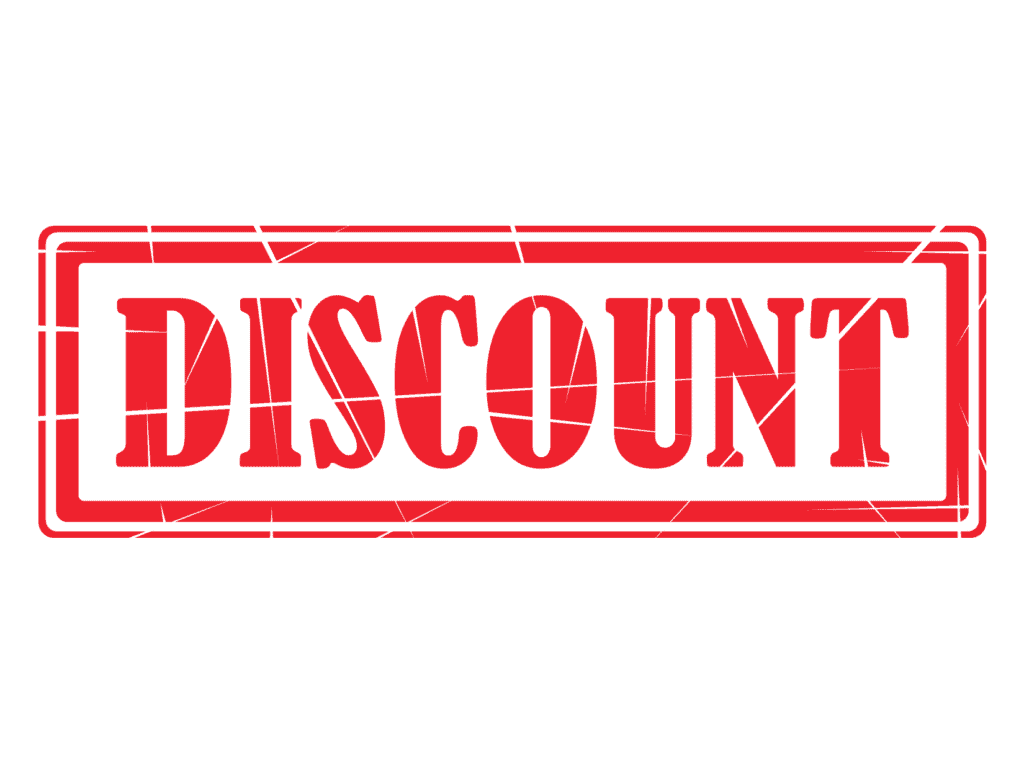 red discount sign showing how to save money but have fun with lower priced things