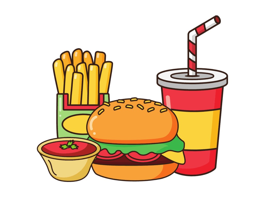 burger, fries, fast food representing that it's a good frugal living tip to not eat fast food
