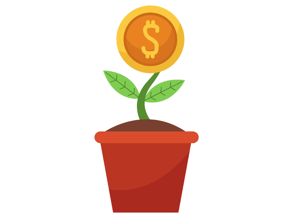 plant with a gold coin showing that if you follow good frugal living tips you can invest more 