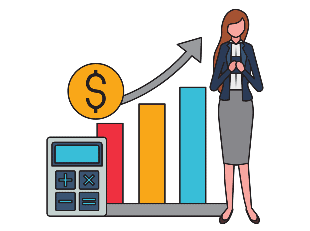 coins bar graph representing investments created because of shopping guilt and more money helps