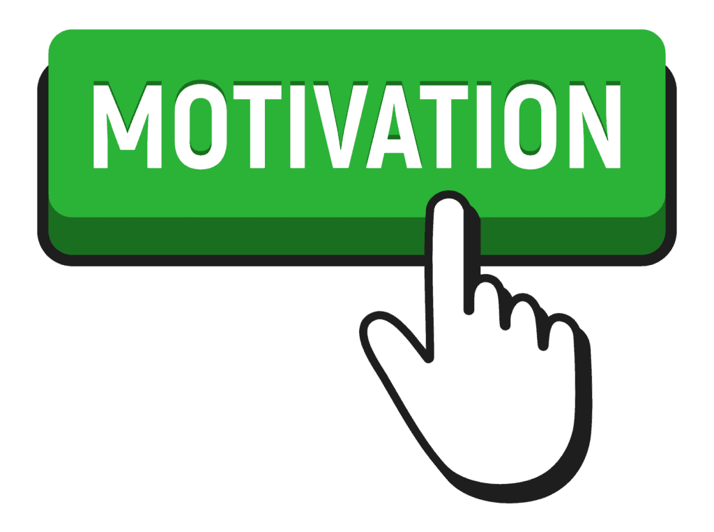 finger pointing at a green motivation button