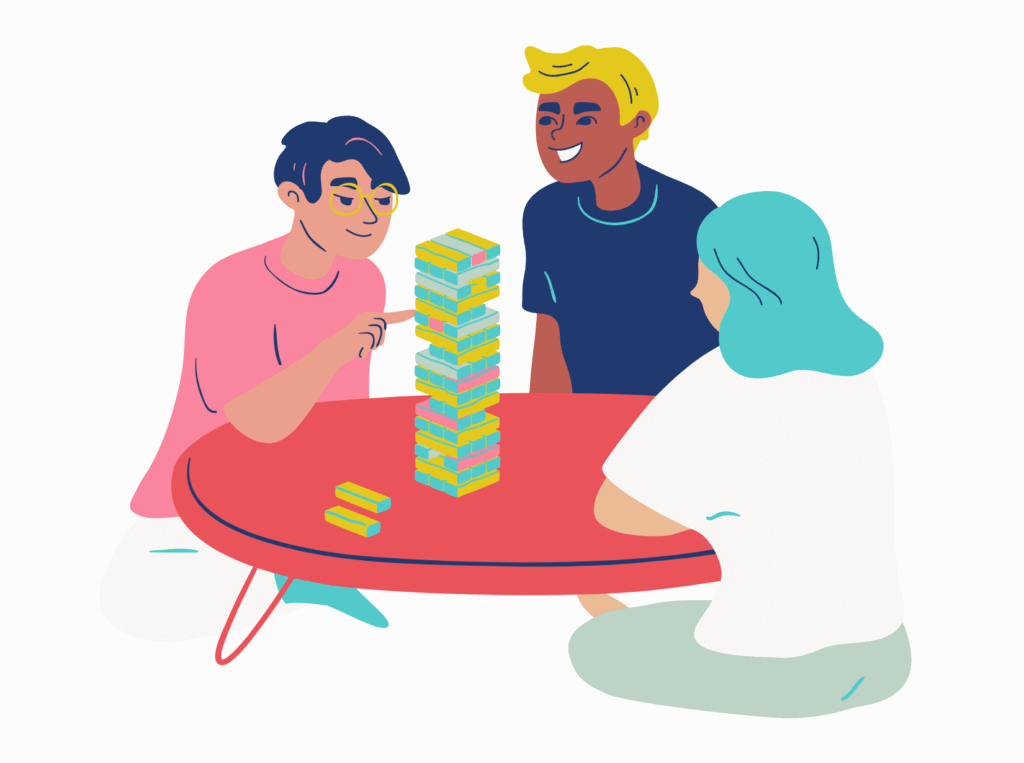 friends playing a board game