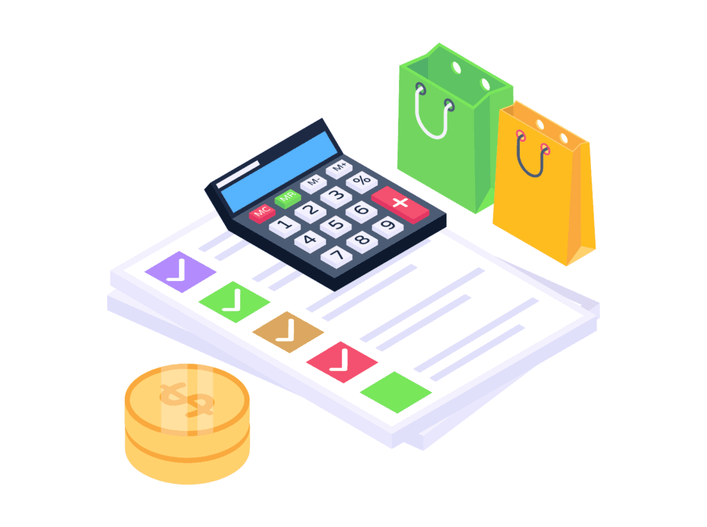 calculator and a budget representing saving money for maternity leave