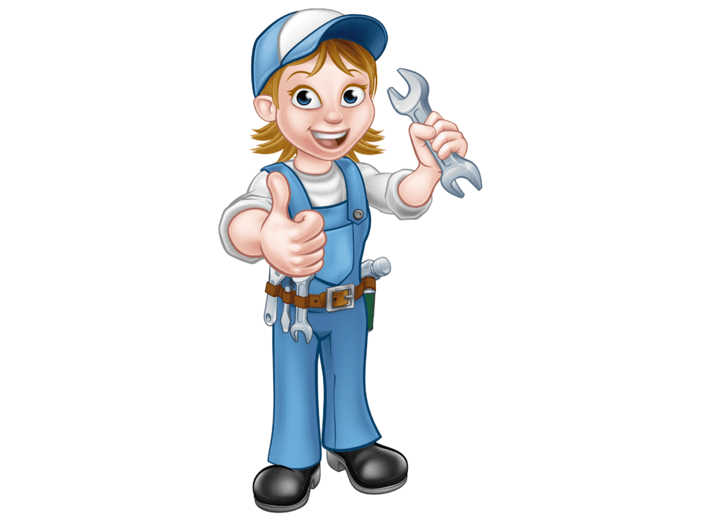 handy woman with a wrench showing how that if your fix your own stuff you can make living without money possible