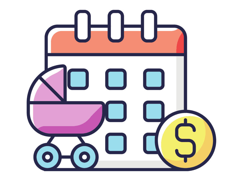 baby carriage calendar resenting maternity leave savings