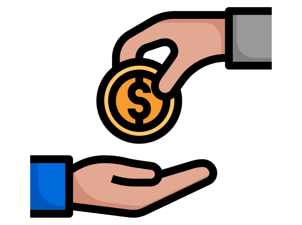 hand giving money