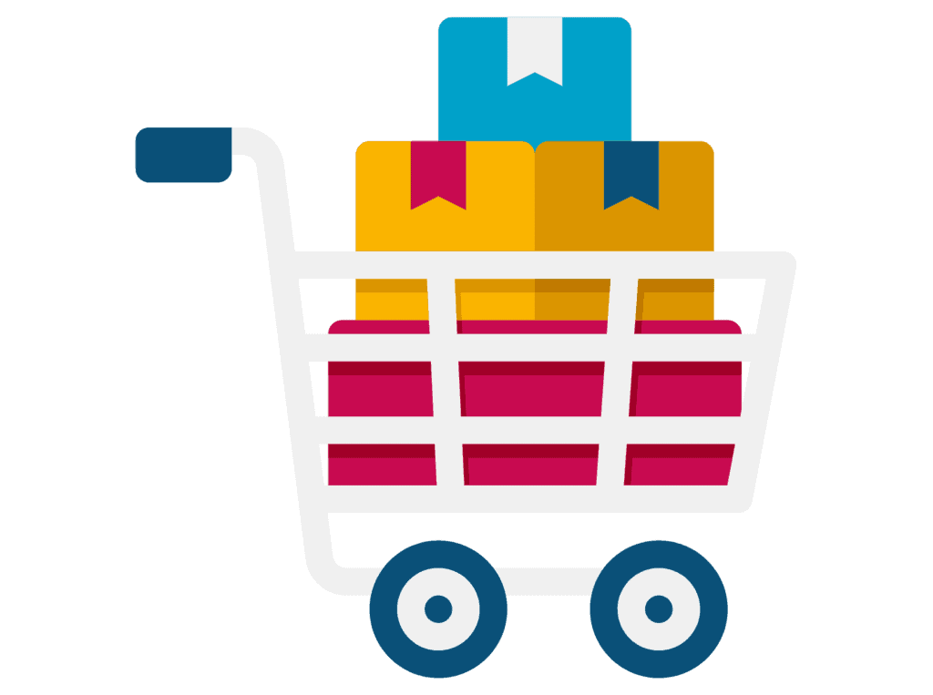 cart with boxes representing buying in bulk and a way to lower the high cost of living