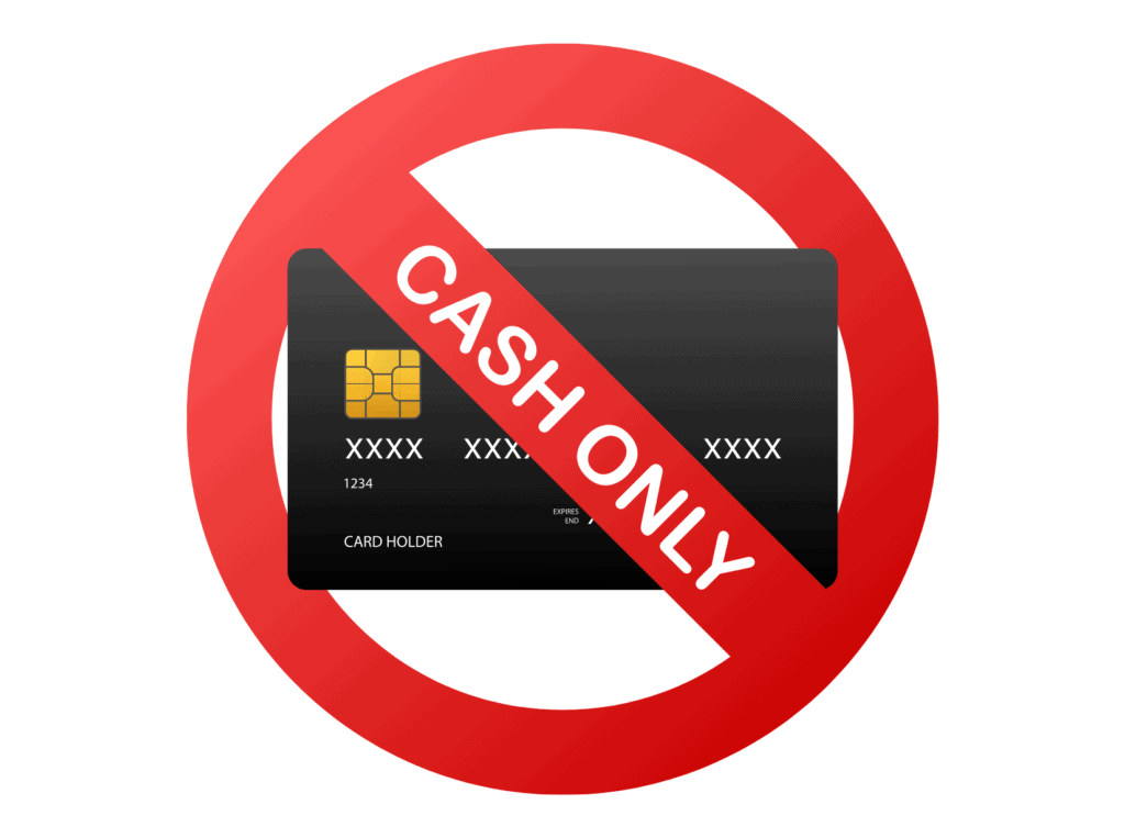 credit card with cash only sign representing accumulating wealth