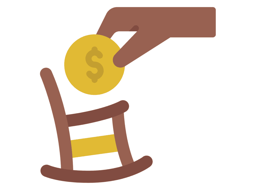 rocking chair and coin representing expenses in retirement