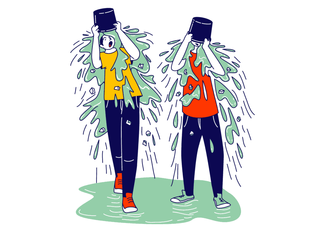 people with water on their heads