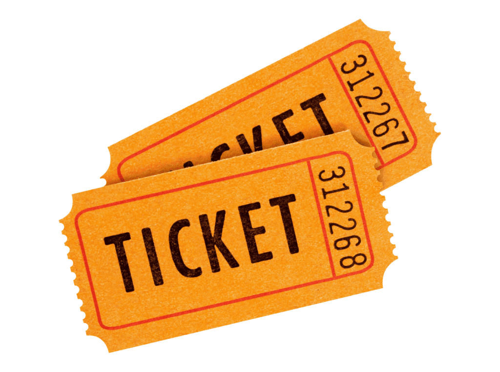 two orange raffle tickets