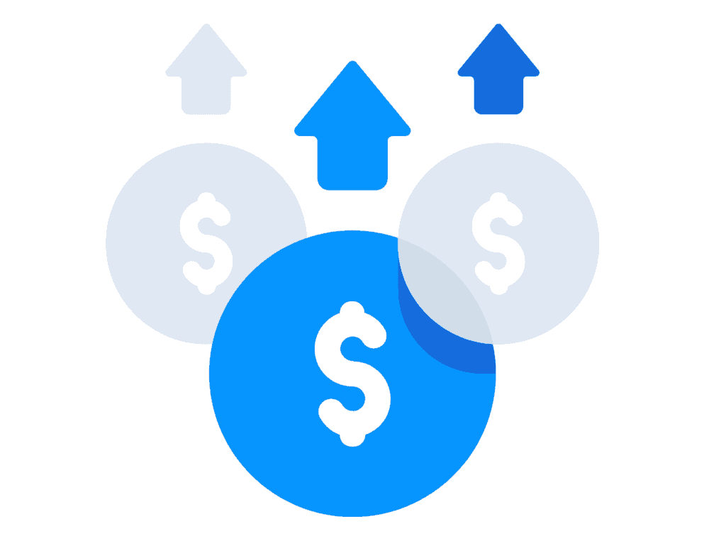 dollar signs and arrows pointing up representing how to raise money fast