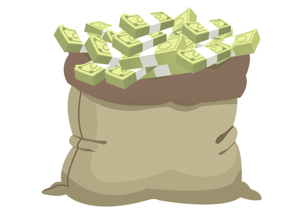 money bag filled representing accumulating wealth