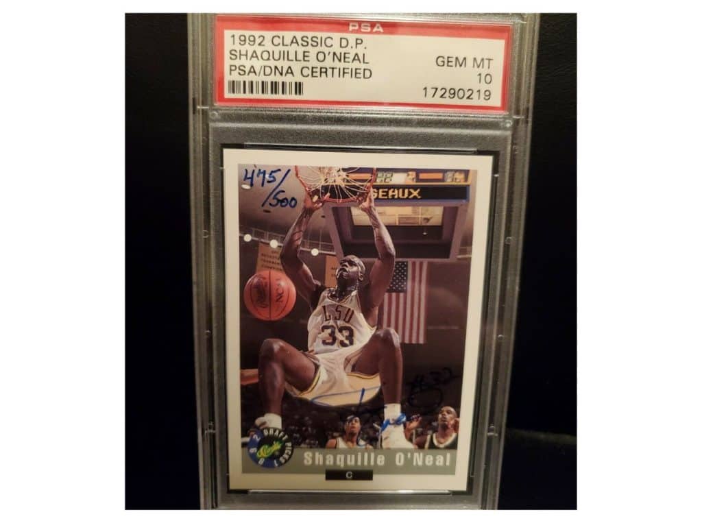 shaq dunking representing the most valuable shaq cards