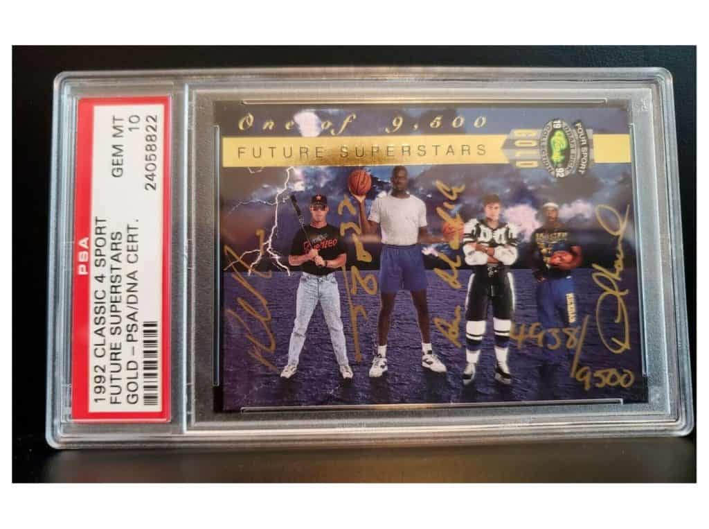 four athletes representing the most valuable shaq cards