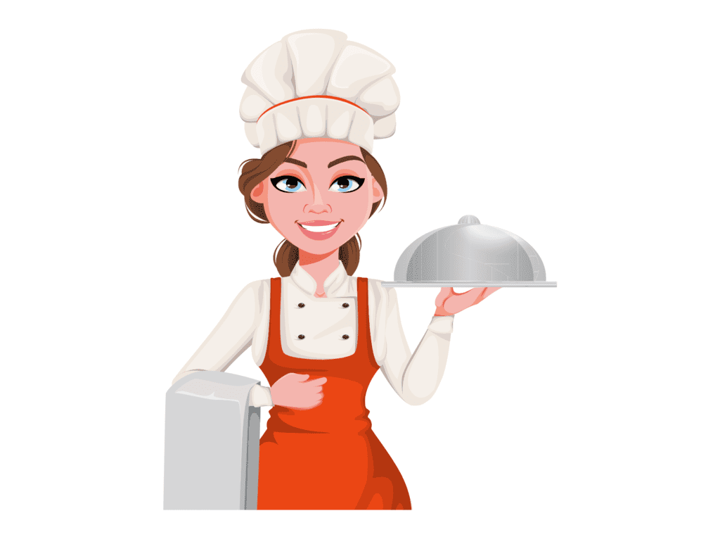 woman chef red apron