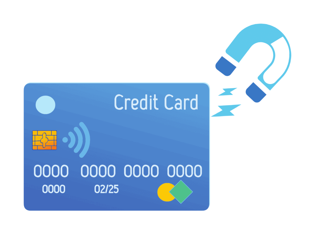 magnet and credit card representing how to fix a demagnetized credit card