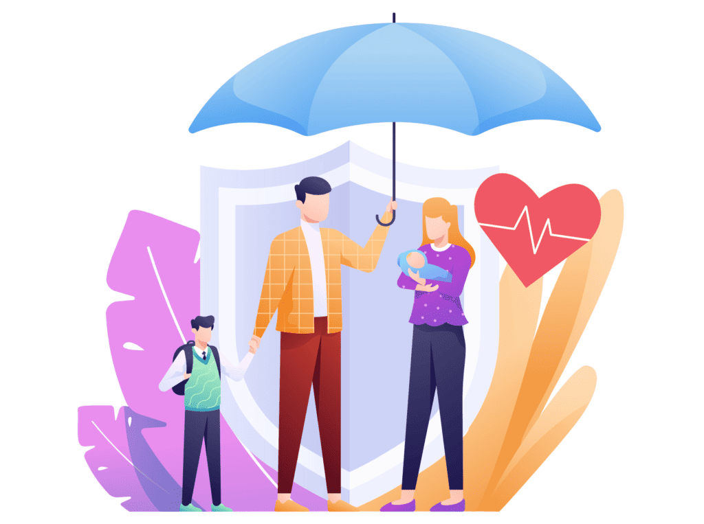 3 people umbrella heart representing ways to invest money while enlisted
