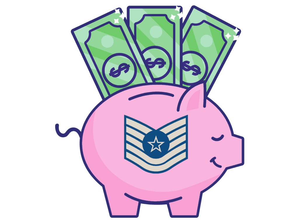 piggy bank money representing saving money while enlisted