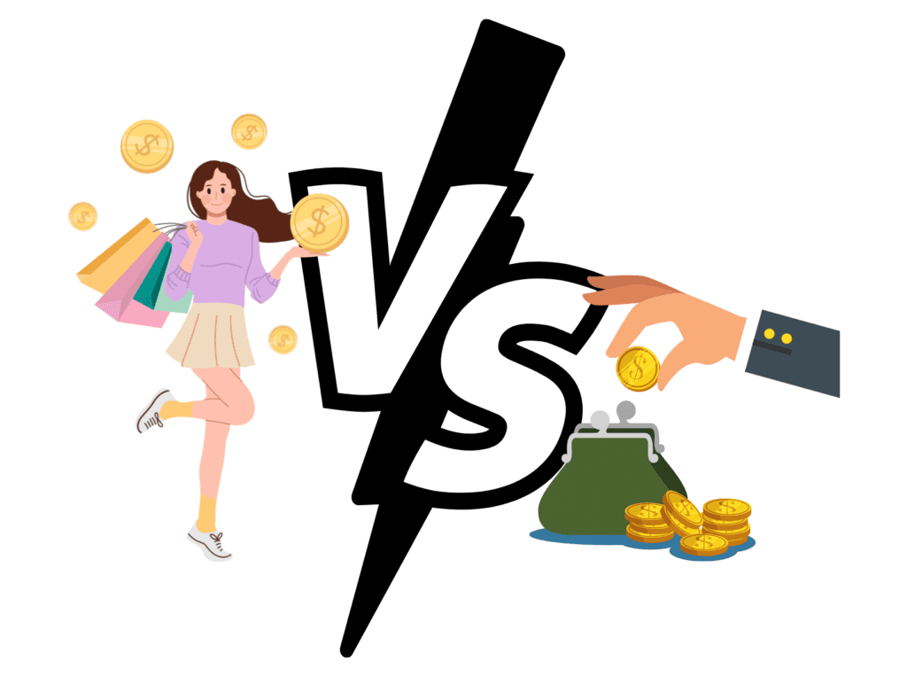 person spending vs coin purse