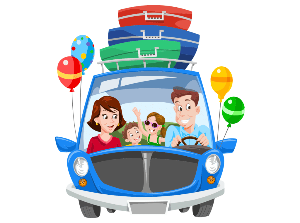 people going on a vacation in a car