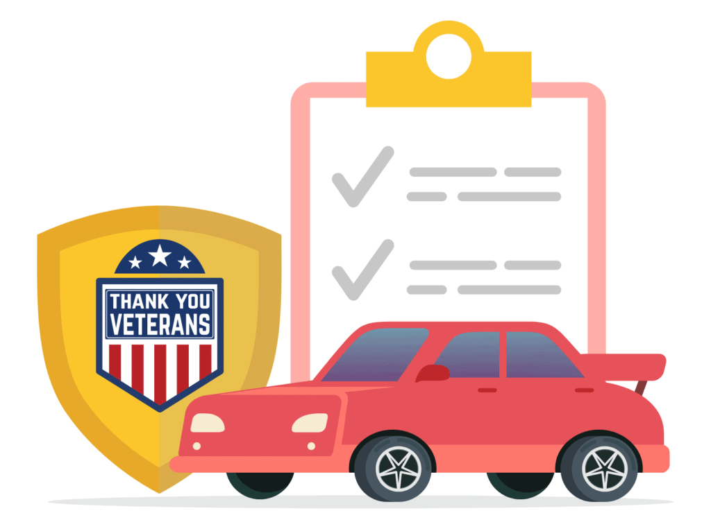 car insurance veteran sign  representing cheap car insurance for military