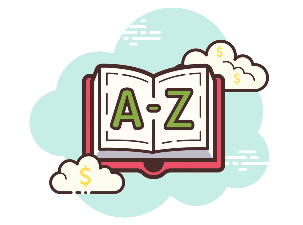 book a-z representing financial independence glossary