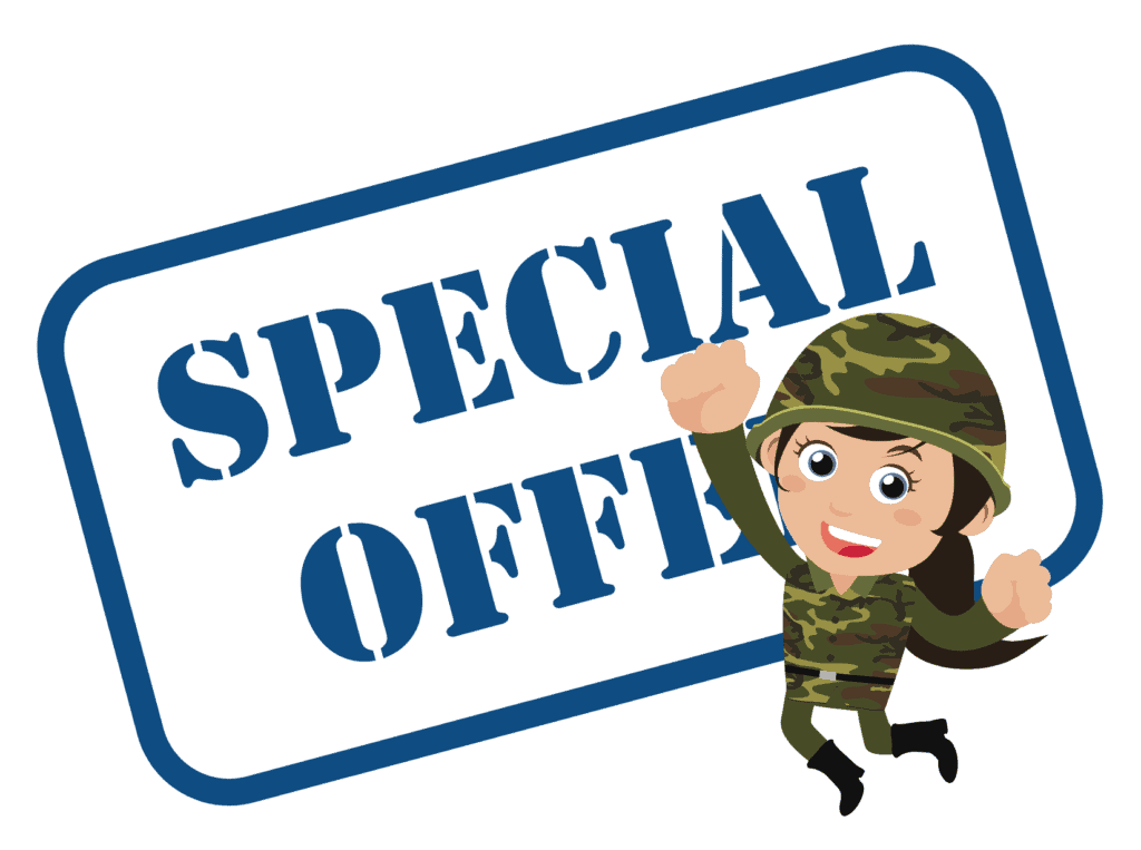 special offer sign representing vw military discount