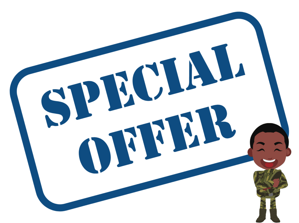 special offer sign representing ASRV military discount