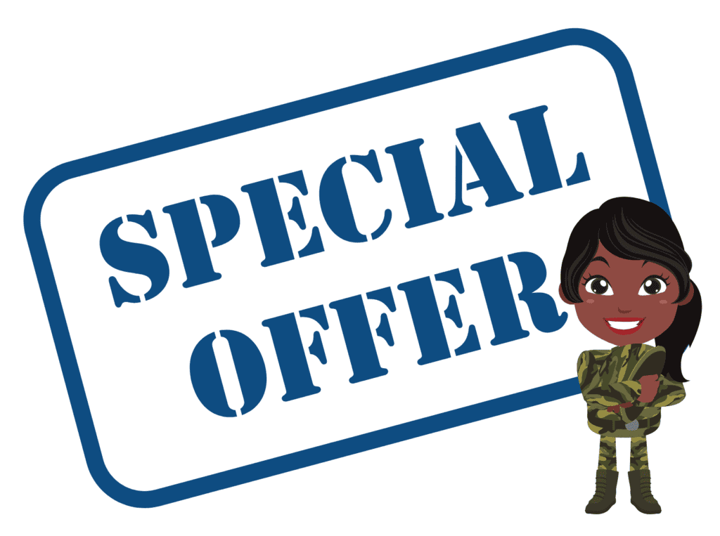 special offer sign representing PBN military discount