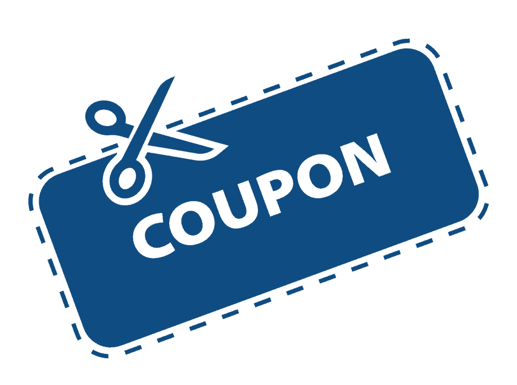 coupon blue and white