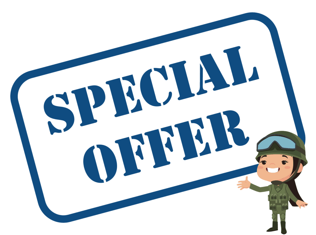 special offer sign representing Lake Winnie military discount