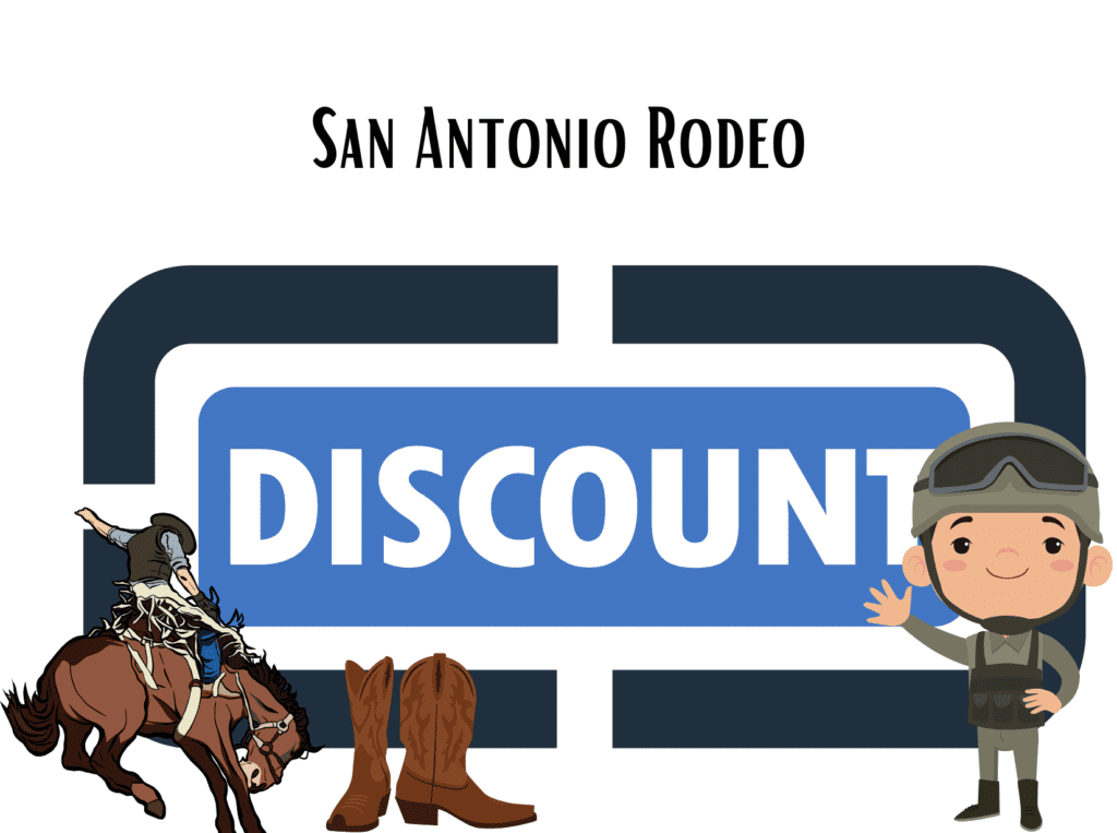 discount sign representing San Antonio Rodeo military discount