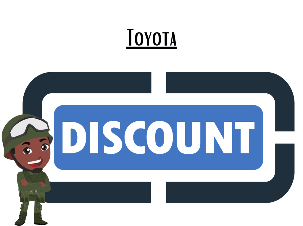 discount sign representing Toyota  military discount