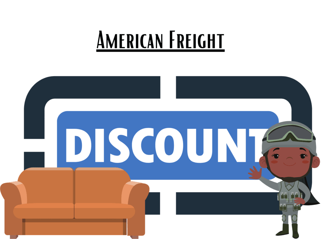 discount sign representing American Freight military discount