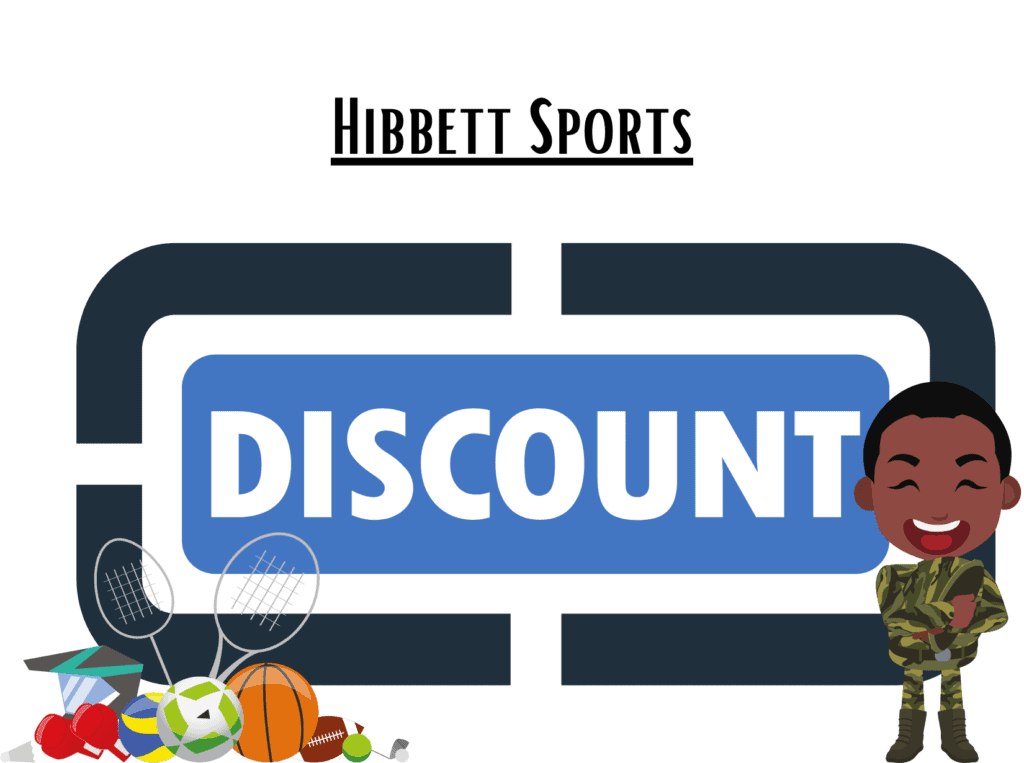 discount sign representing Hibbett Sports military discount