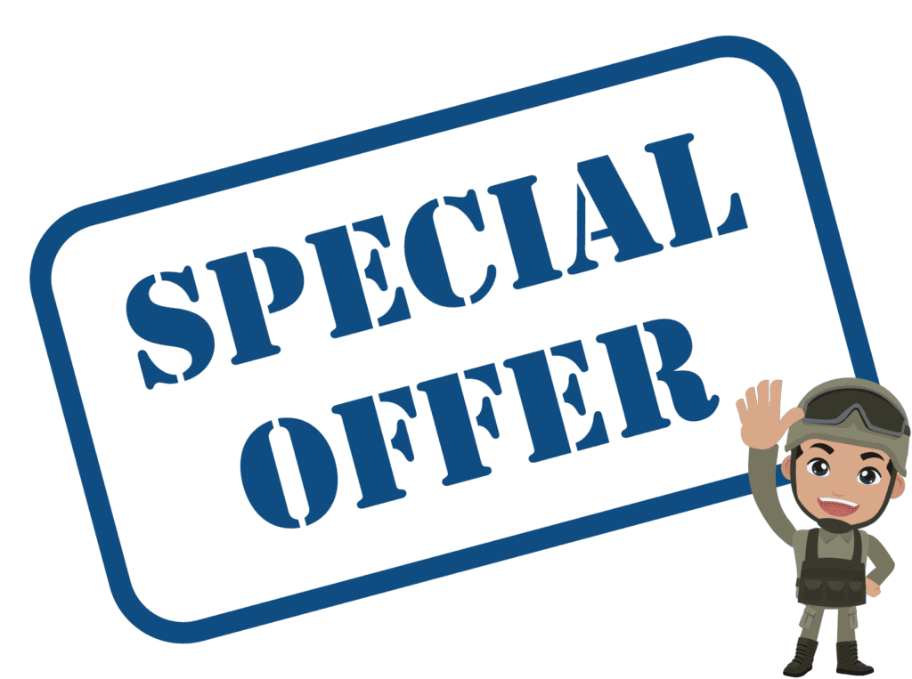 special offer sign representing Silencer Shop military discount