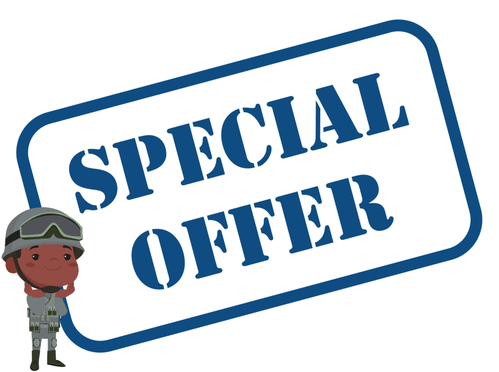 special offer sign representing Snowshoe military discount