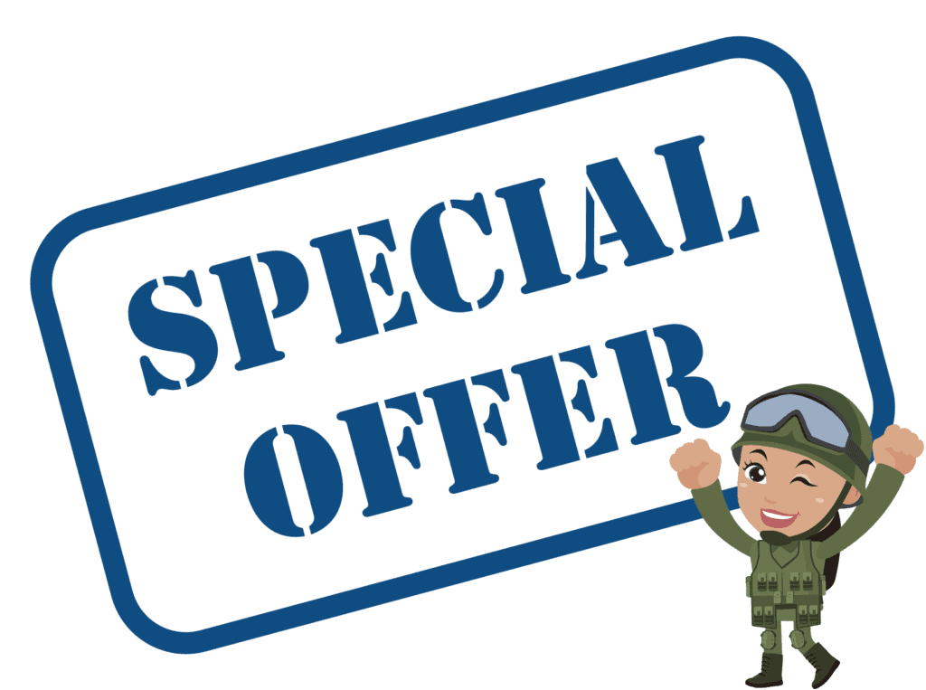 special offer sign representing Wonderfold military discount