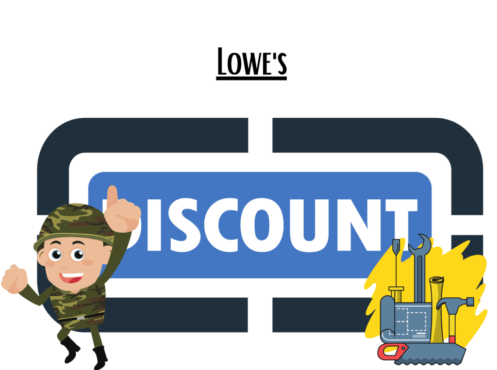 discount sign representing Lowe's military discount