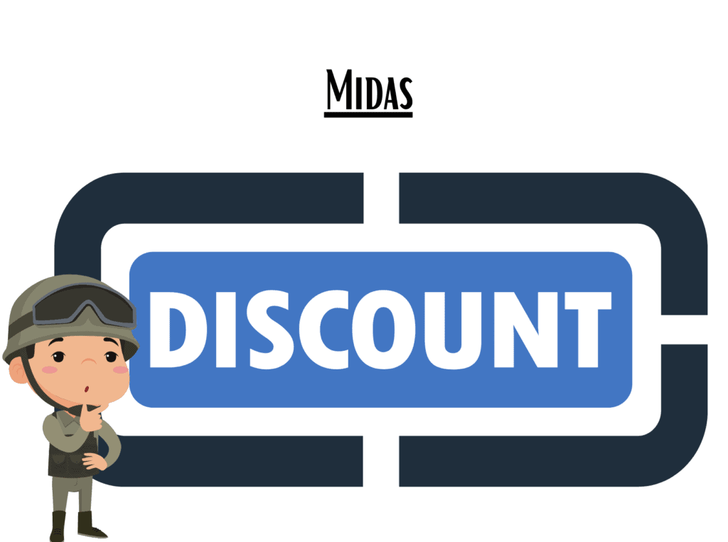 discount sign representing Midas military discount