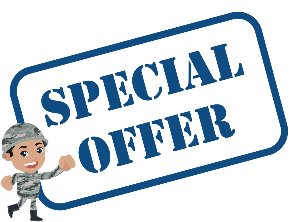 special offer sign representing Chaco military discount