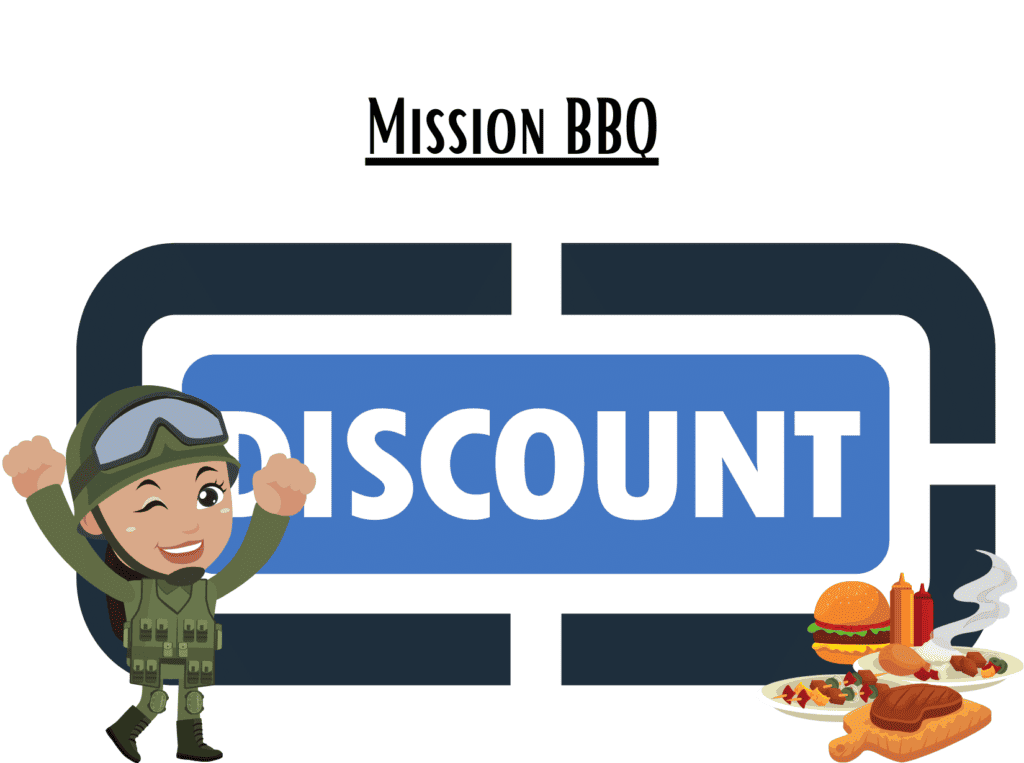 discount sign representing Mission BBQ military discount