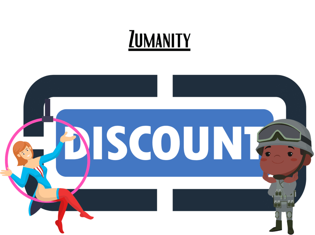 discount sign representing Zumanity military discount