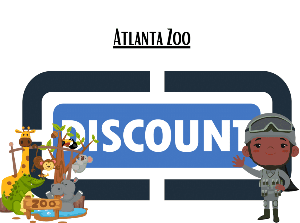 discount sign representing Atlanta Zoo military discount