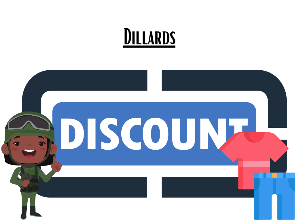 discount sign representing Dillards military discount