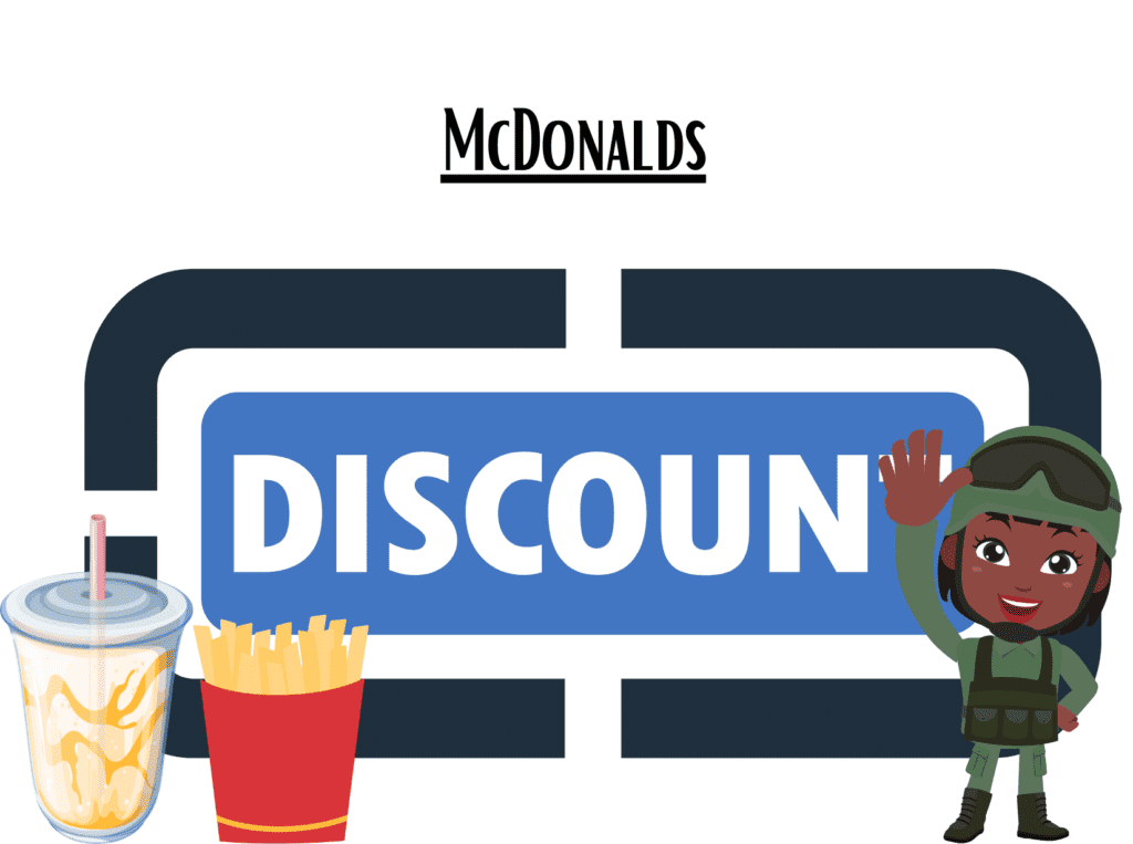 discount sign representing McDonalds military discount